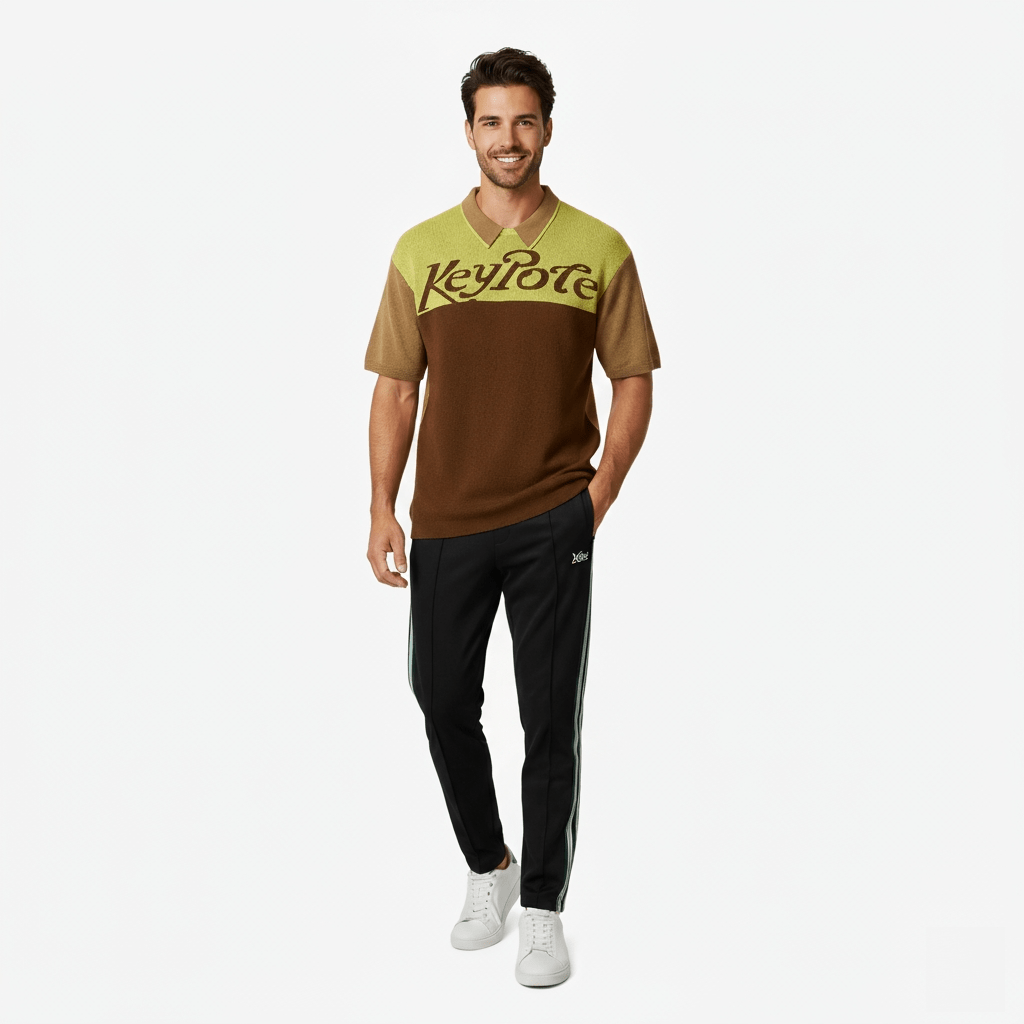 Men Logo Shirts Joggers Set - Brown/Black - Erthe Golf