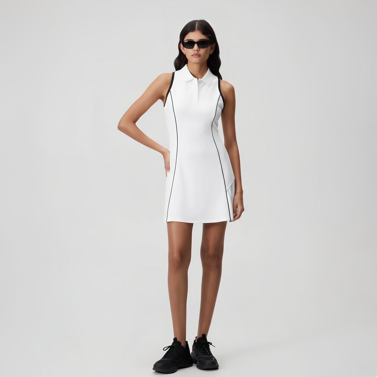 Women’s Trim Polo Dress – White - Erthe Golf