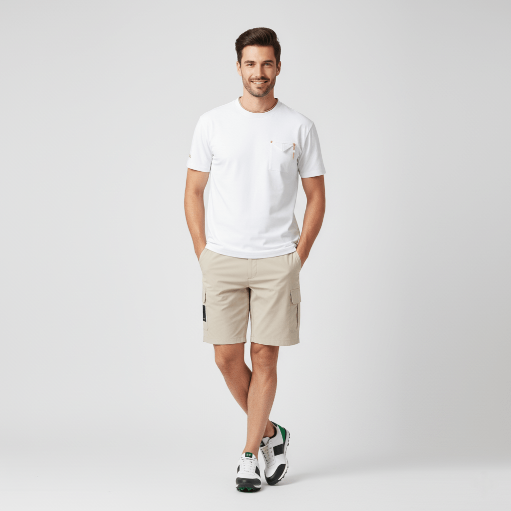 Men's Golf T-Shirt Khaki Swing Set - Erthe Golf