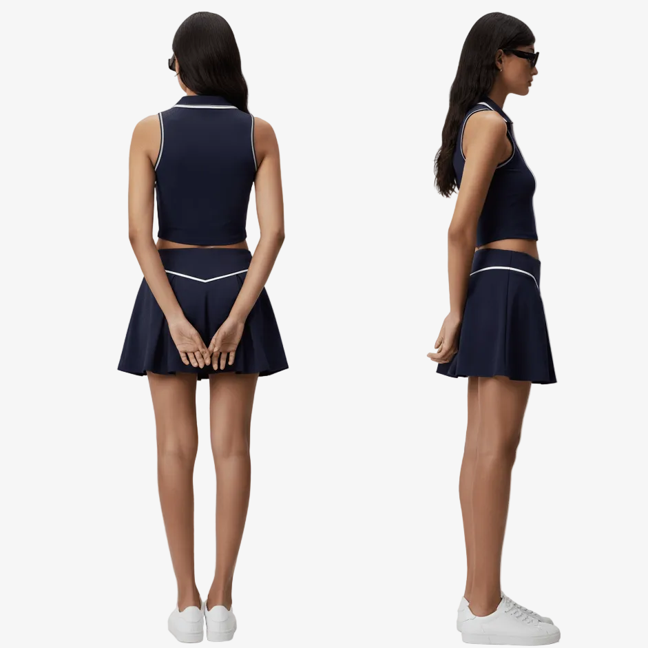 Women's Collared Skirt Set - Navy Blue - Erthe Golf