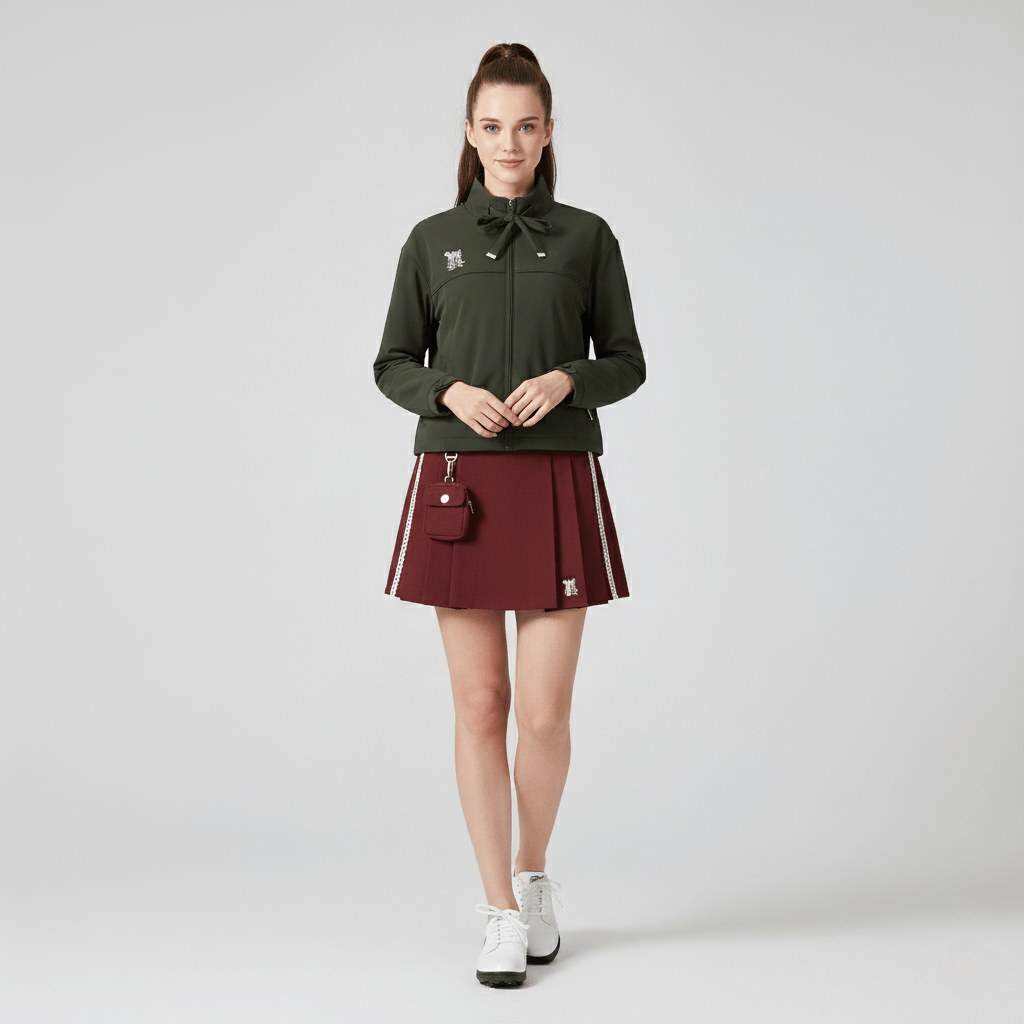 Keypote Women Jacket Skort Set - Green/Burgundy - Erthe Golf