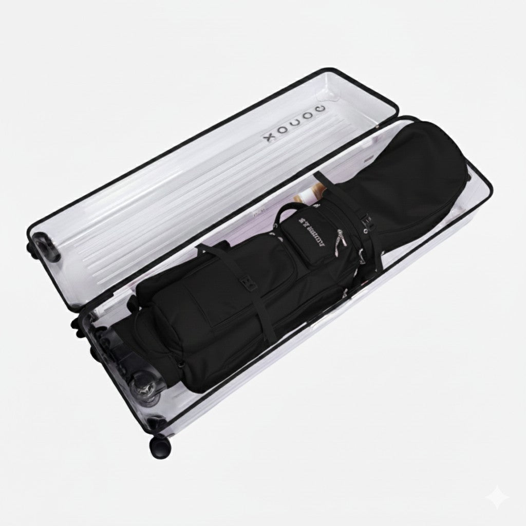 Transparent Golf Travel Case with Wheels - Black - Erthe Golf