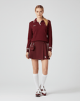 Keypote Women Knitted Top Skort Set - Burgundy - Erthe Golf