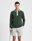 Men Polo Shorts Set - Forest Green/Grey - Erthe Golf