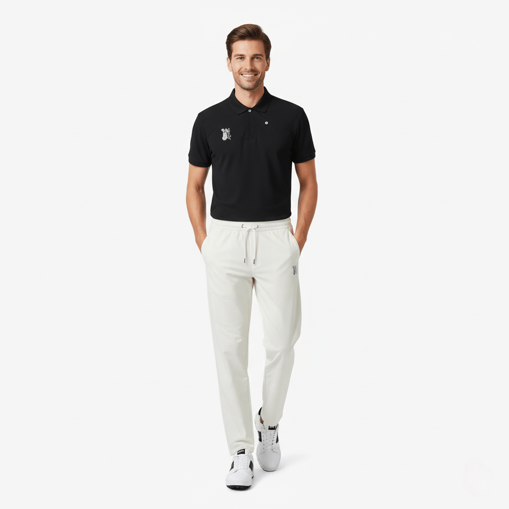 Keypote Men Polo Pants Set - Black/White - Erthe Golf
