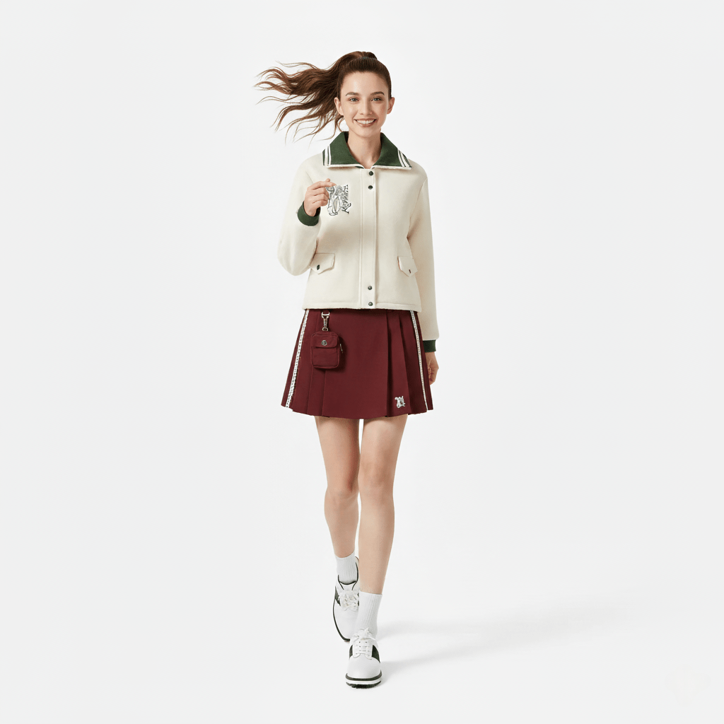 Keypote Women Jacket Skort Set - Green/Burgundy - Erthe Golf