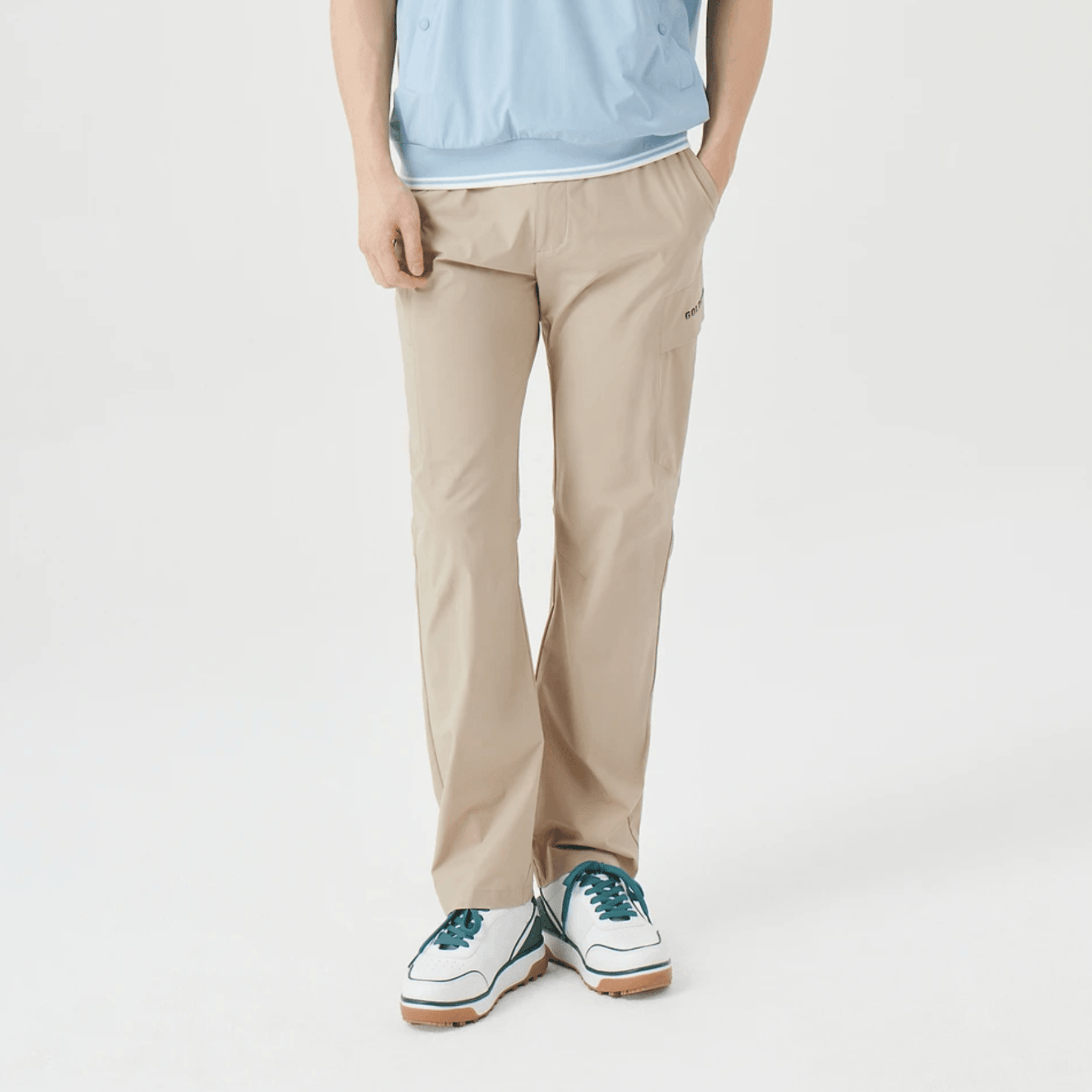 Men's Hidden Pocket Straight Pants - Beige - Erthe Golf