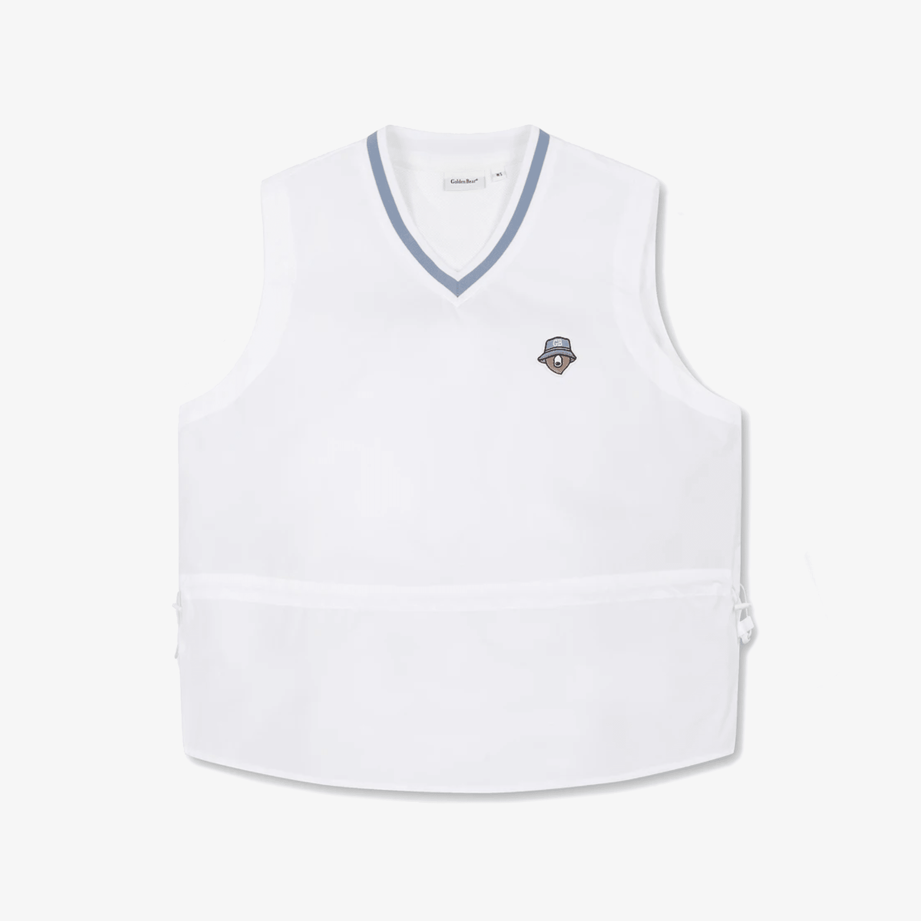 Women's V - Neck Midi Woven Vest - White - Erthe Golf