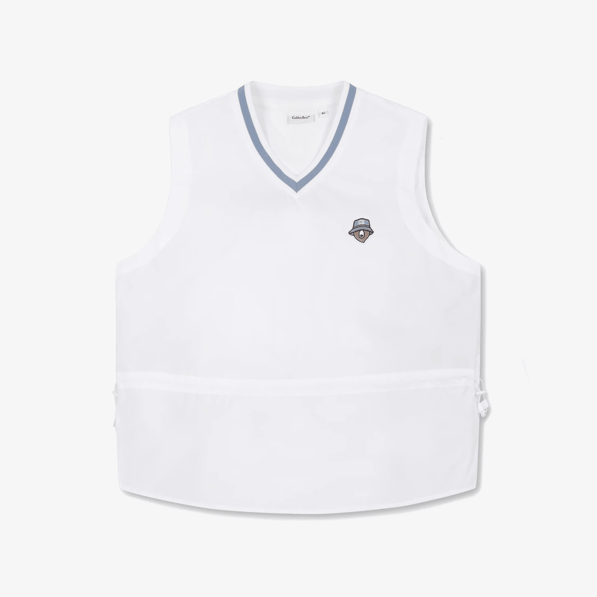 Women's V - Neck Midi Woven Vest - White - Erthe Golf