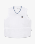 Women's V - Neck Midi Woven Vest - White - Erthe Golf