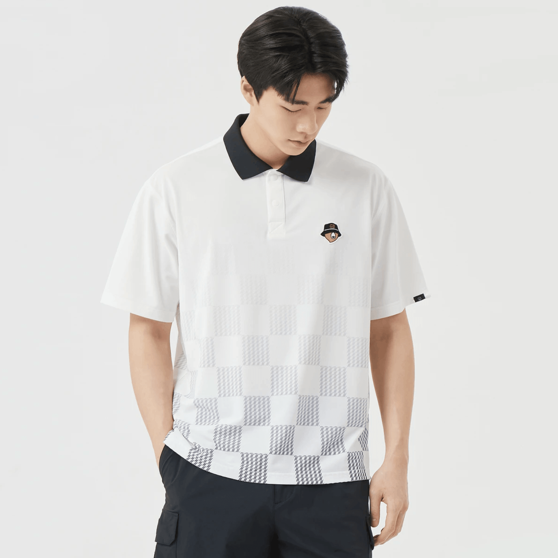 Men's Printed Collar Tee - White - Erthe Golf