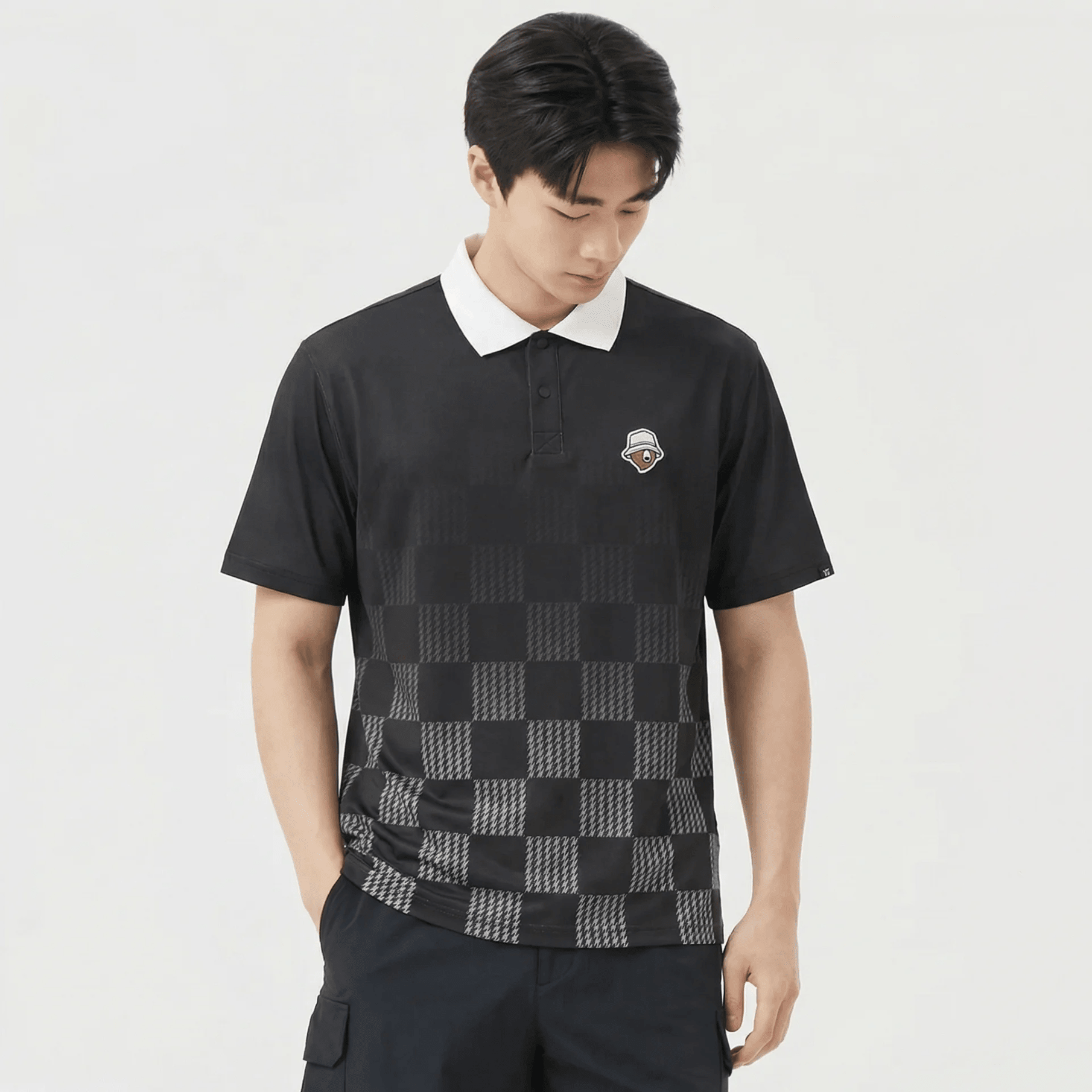 Men's Printed Collar Tee - Black - Erthe Golf