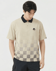 Men's Printed Collar Tee - Beige - Erthe Golf