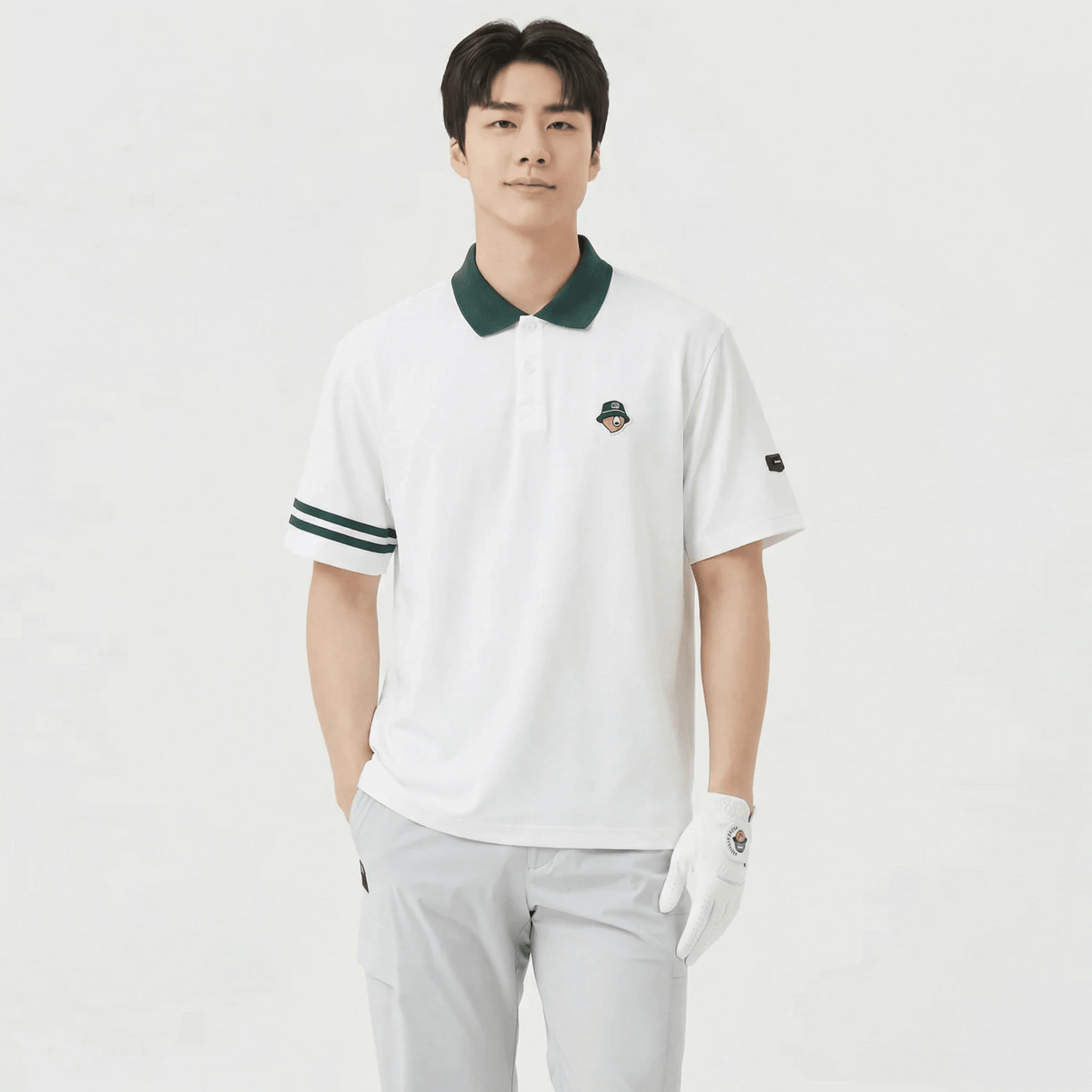 Men's Pique Collar Tee - White - Erthe Golf