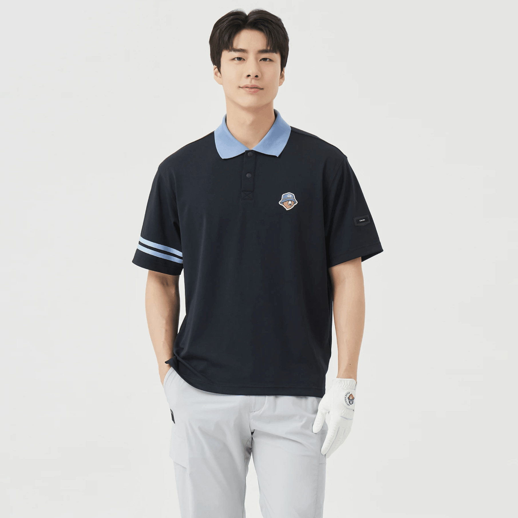 Men's Pique Collar Tee - Black - Erthe Golf