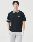 Men's Pique Collar Tee - Black - Erthe Golf