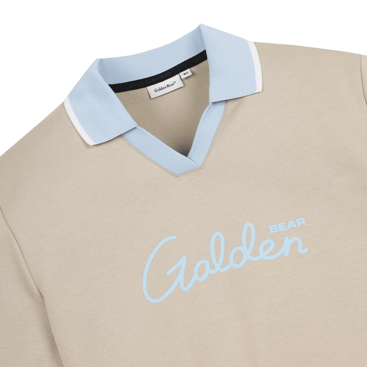 Women's Open Collar Short Sleeve Sweat Shirt Set - Beige - Erthe Golf