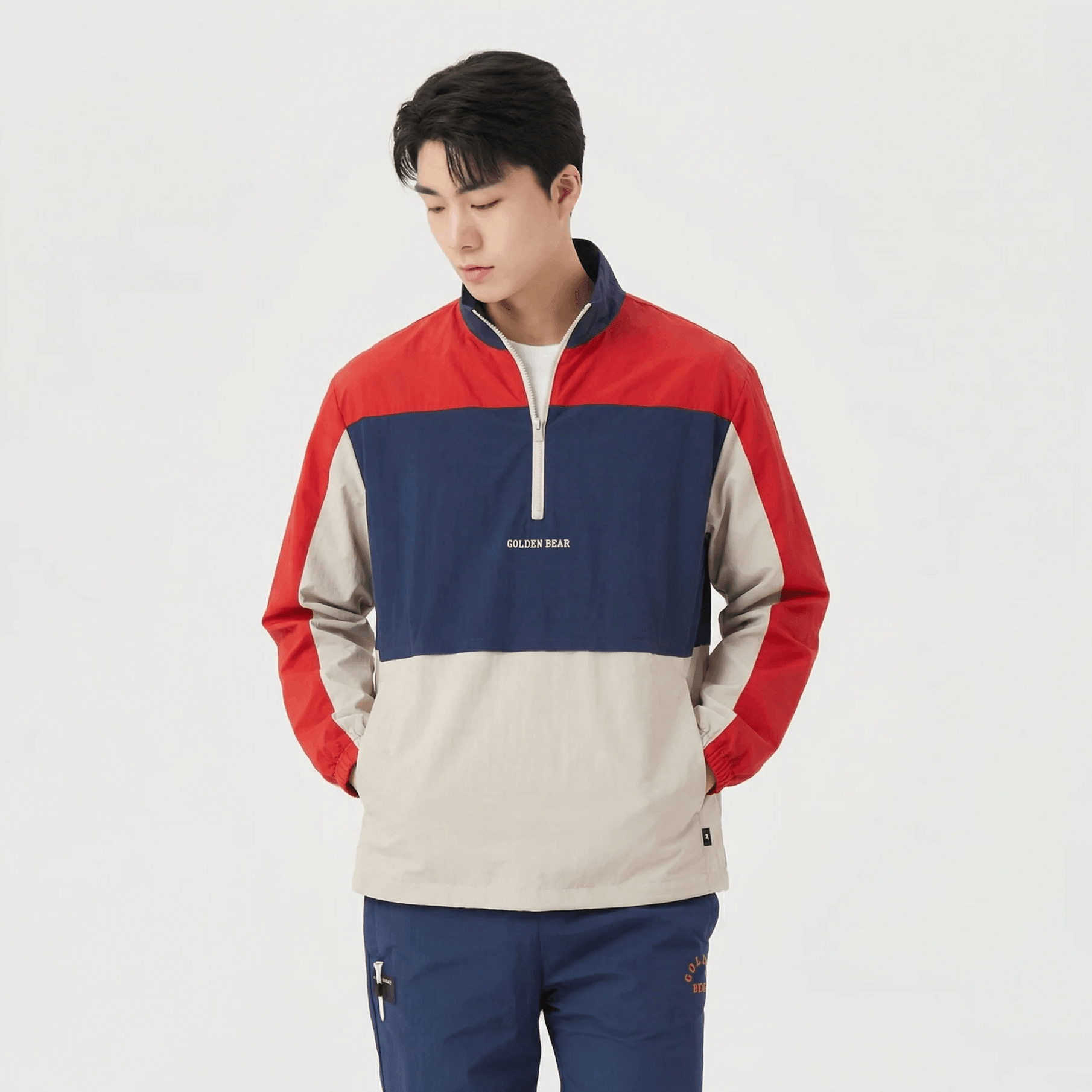 Men's Colorblock Anorak - Red - Erthe Golf