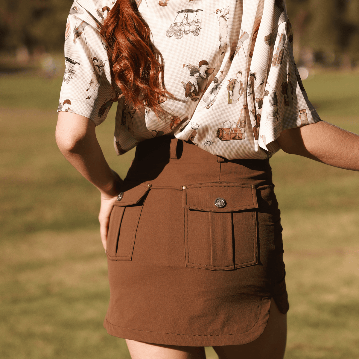 Loveland Studded Golf Skort - Brown - Erthe Golf