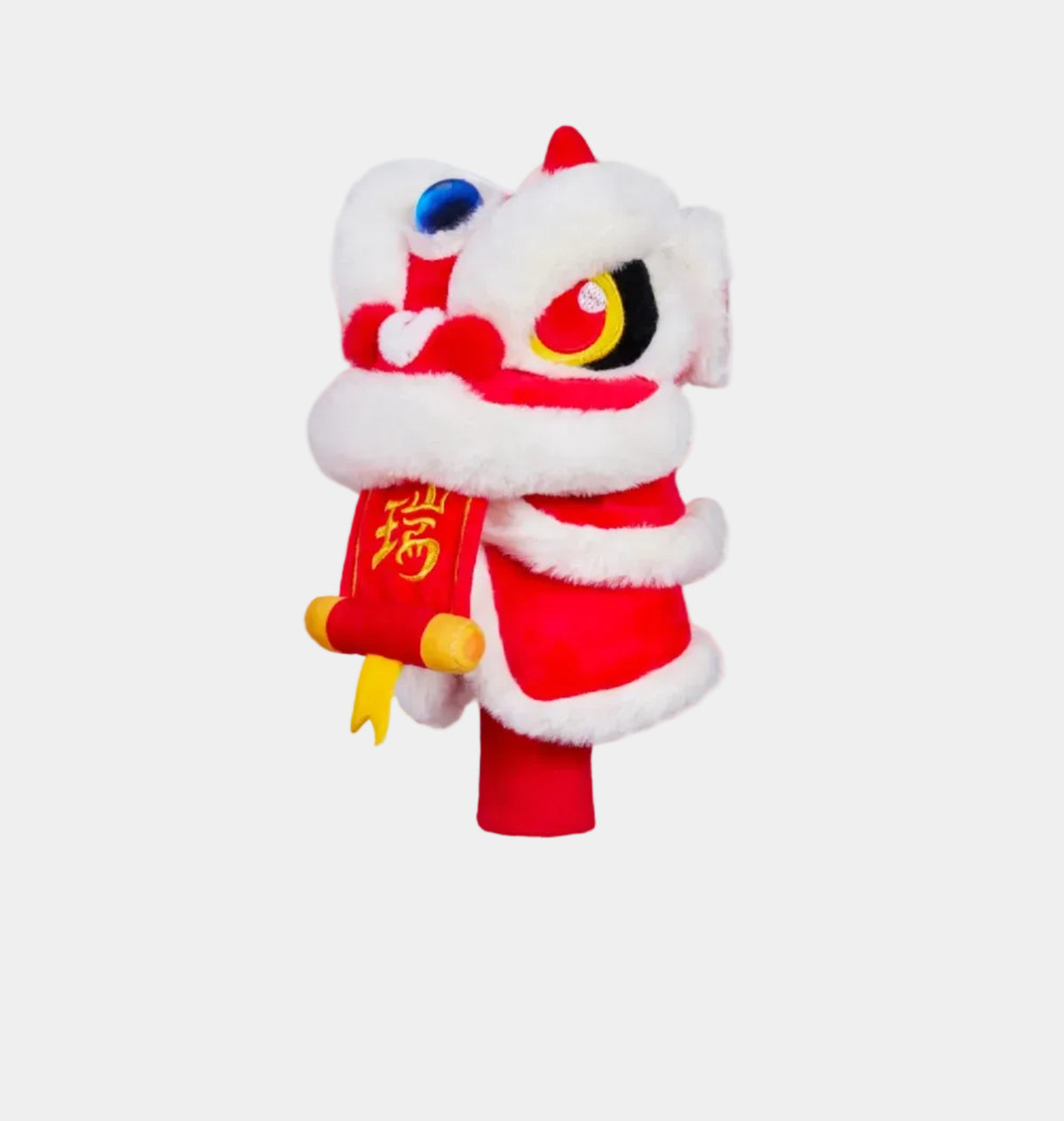 Lion Dance 3 - Wood Golf Headcover - White and Red - Erthe Golf