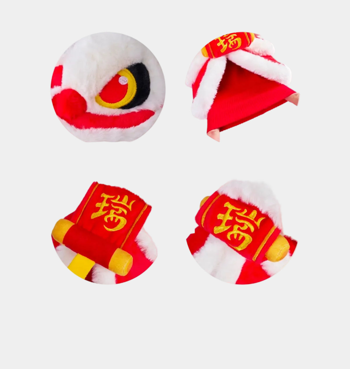 Lion Dance 3 - Wood Golf Headcover - White and Red - Erthe Golf