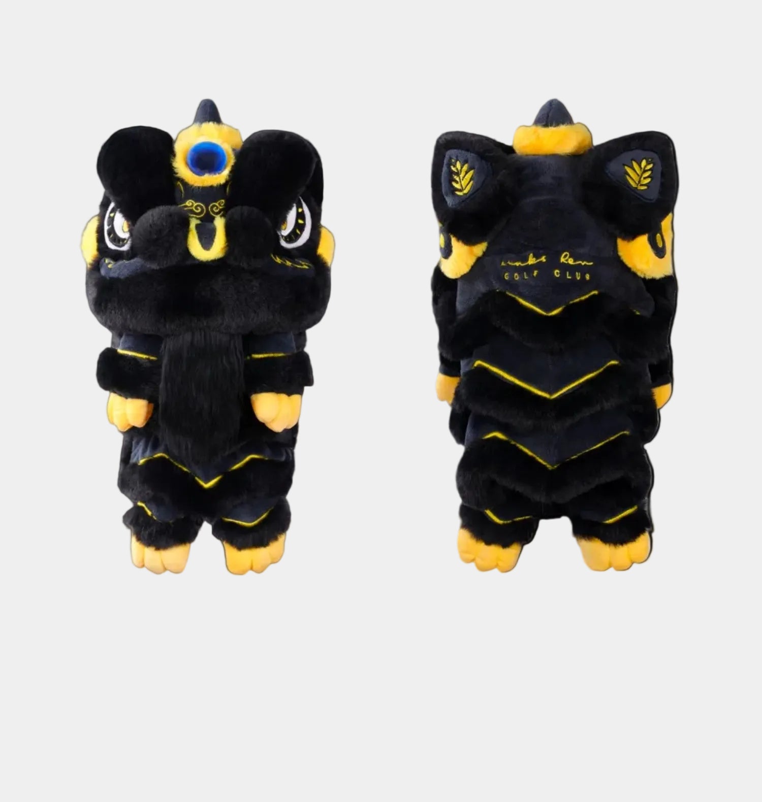 Lion Dance Golf Driver Cover - Black and Gold - Erthe Golf