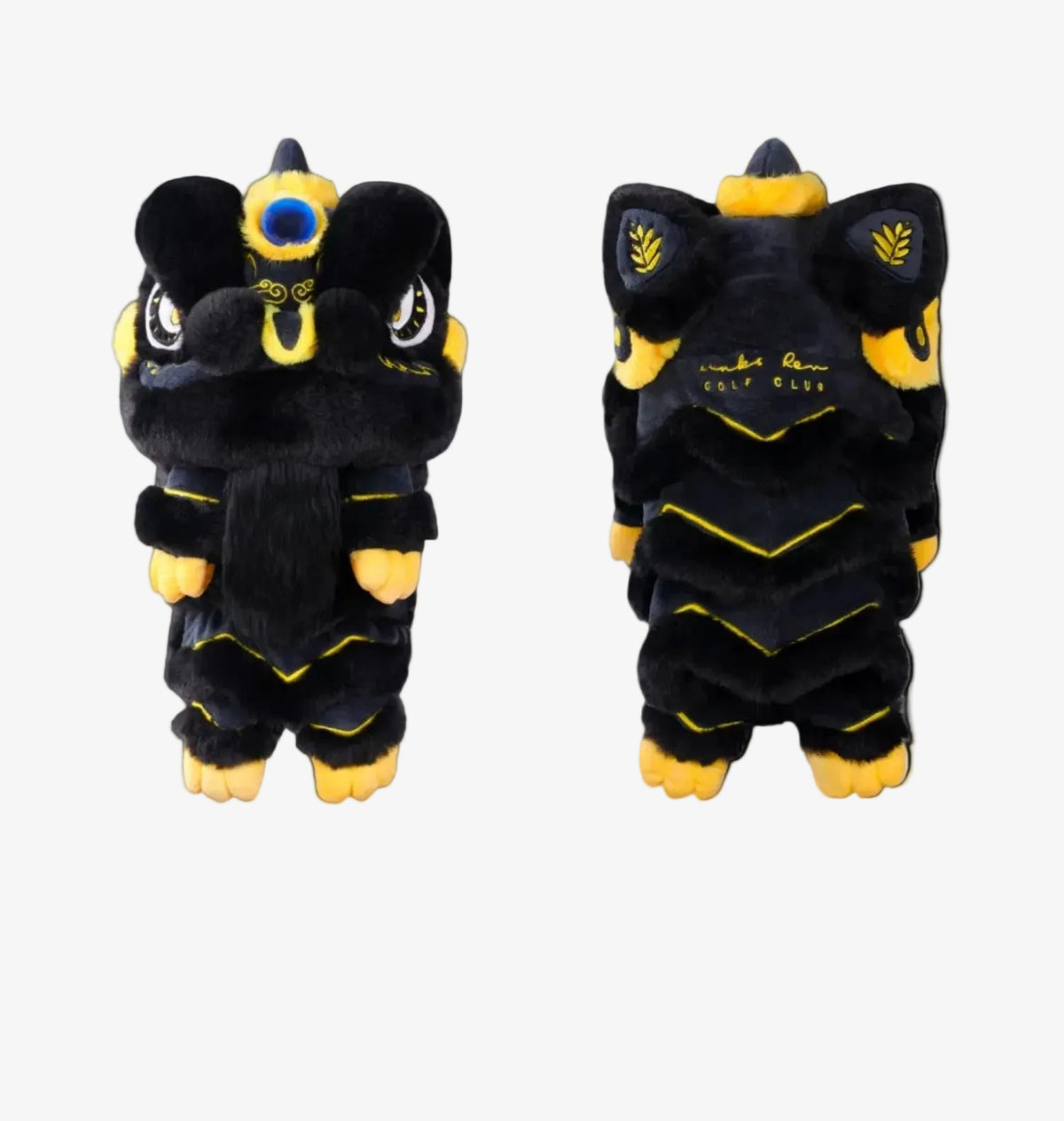Lion Dance Golf Driver Cover - Black and Gold - Erthe Golf