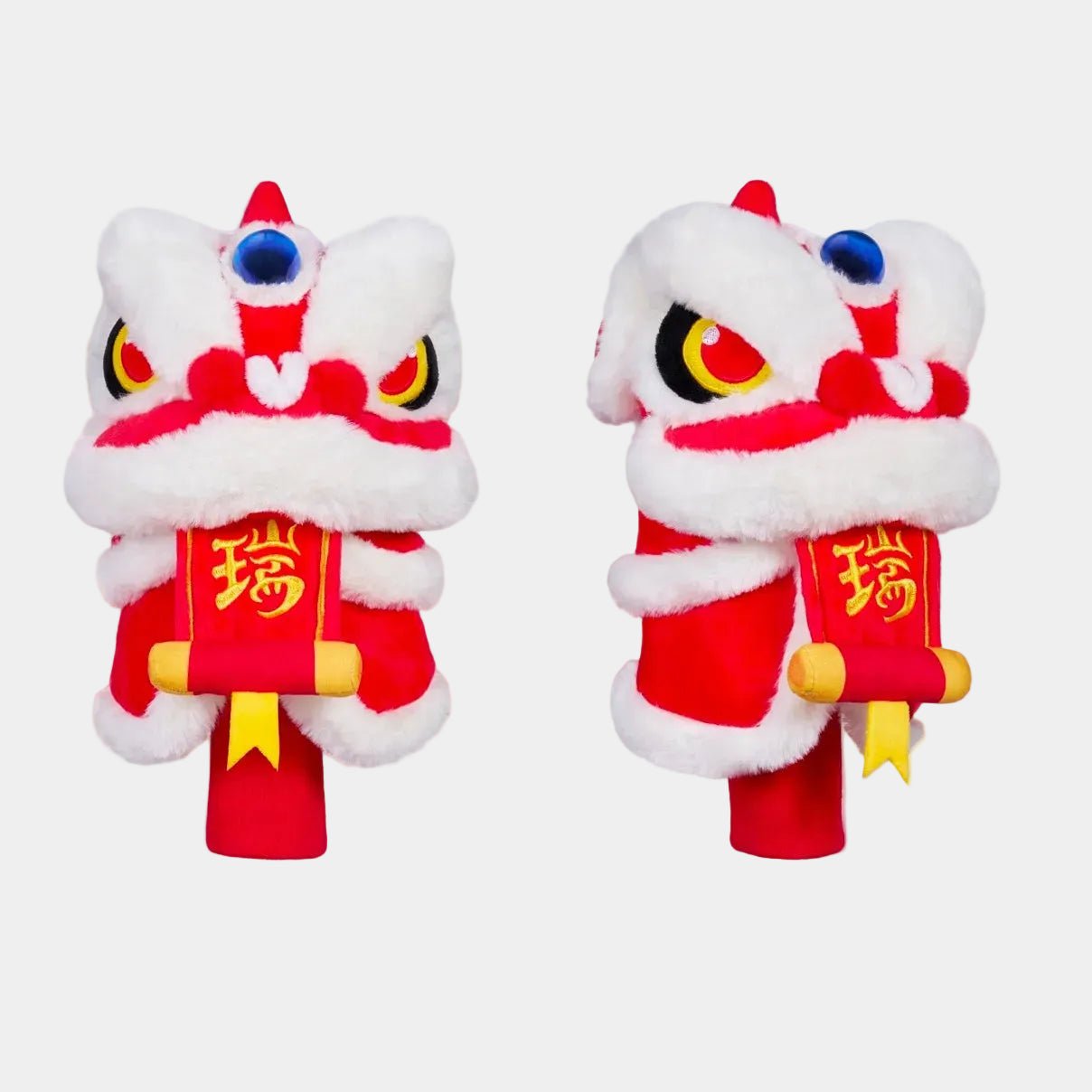 Lion Dance 3 - Wood Golf Headcover - White and Red - Erthe Golf