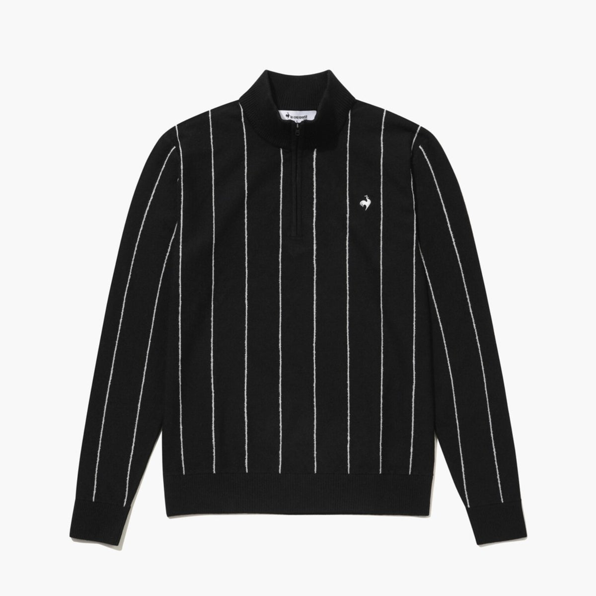 Men's Striped Half - Zip Sweater - Black - Erthe Golf