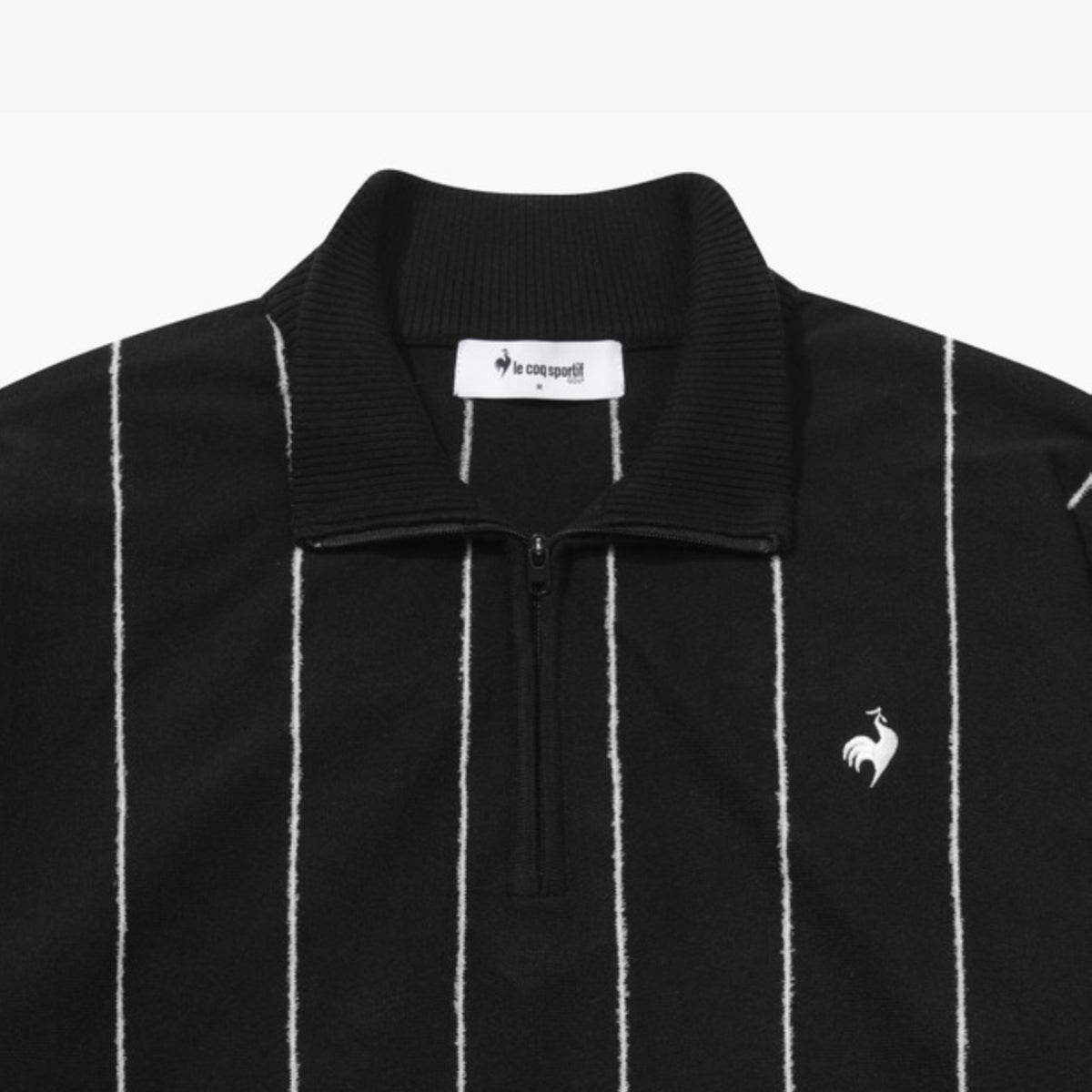 Men's Striped Half - Zip Sweater - Black - Erthe Golf