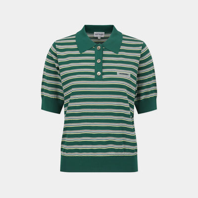 [Jack Bunny] Women's Multi - Stripe Collar Knit Polo - Green - Erthe Golf