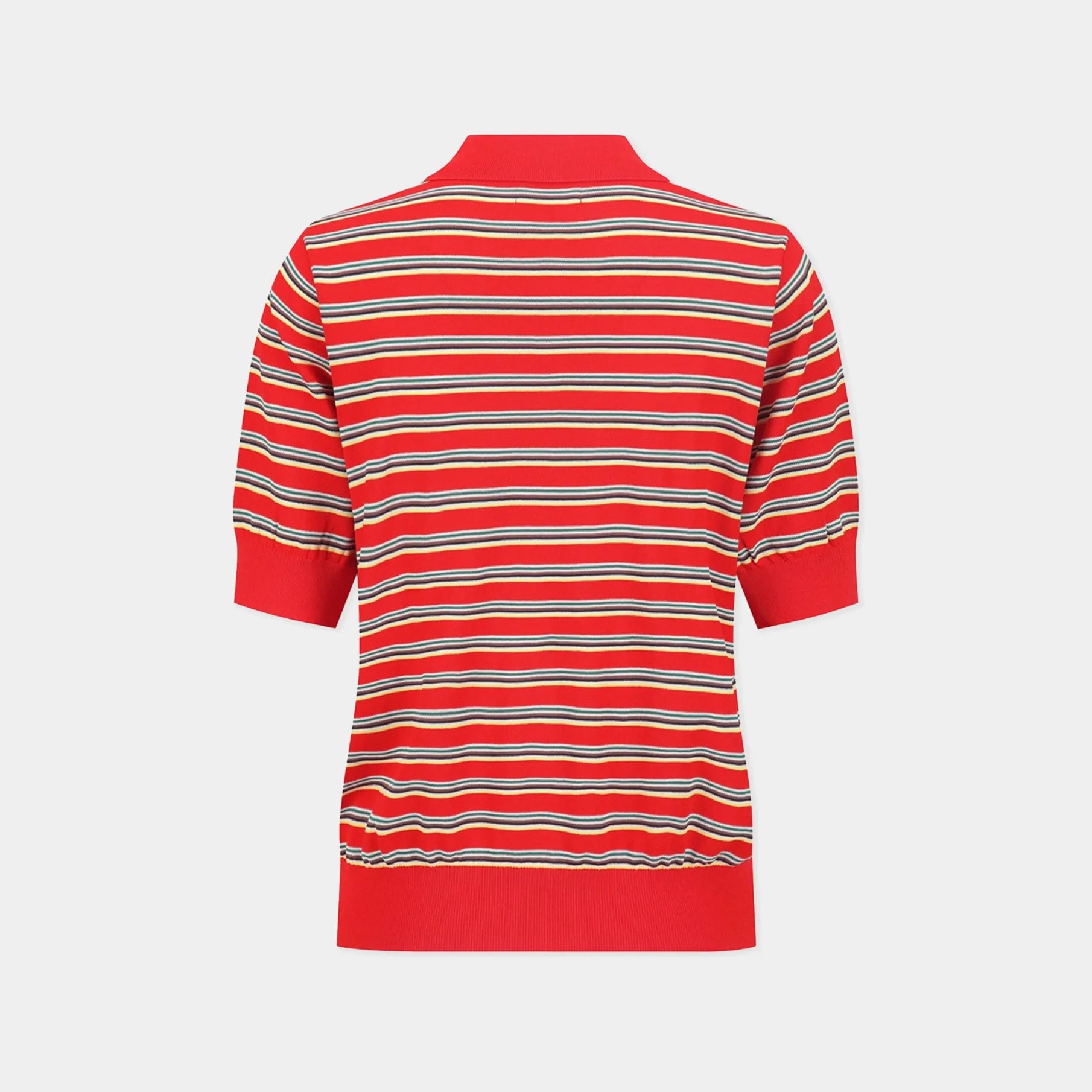 [Jack Bunny] Women's Multi - Stripe Collar Knit Polo - Red - Erthe Golf