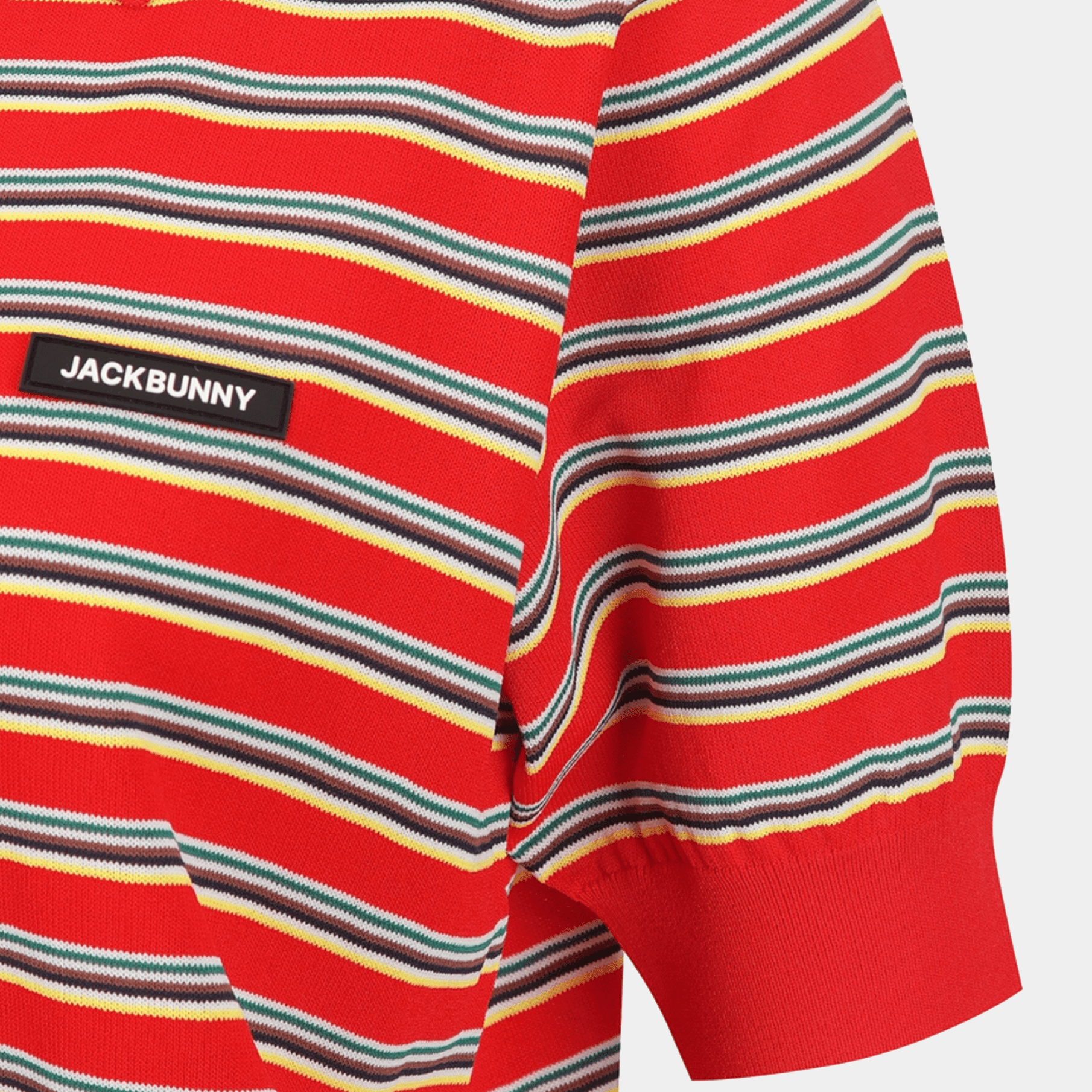 [Jack Bunny] Women's Multi - Stripe Collar Knit Polo - Red - Erthe Golf