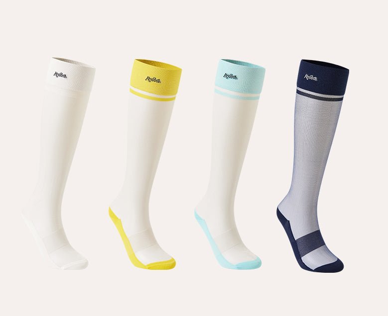 Keypote Knee High Golf Sock in White, Yellow, Blue and Navy | Erthe Golf