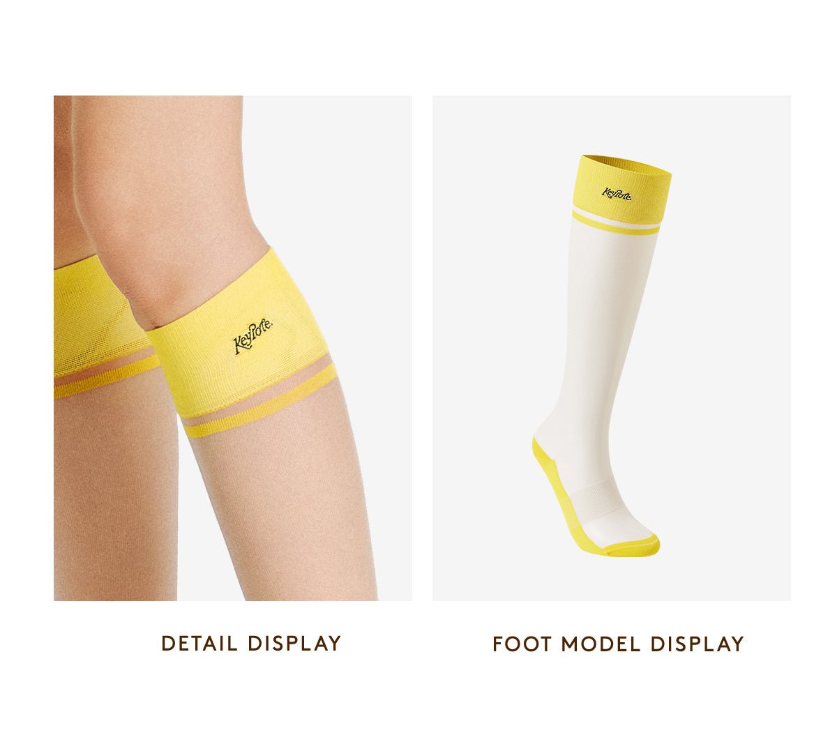 Keypote Knee High Golf Sock - Detail and Foot Model Display | Erthe Golf
