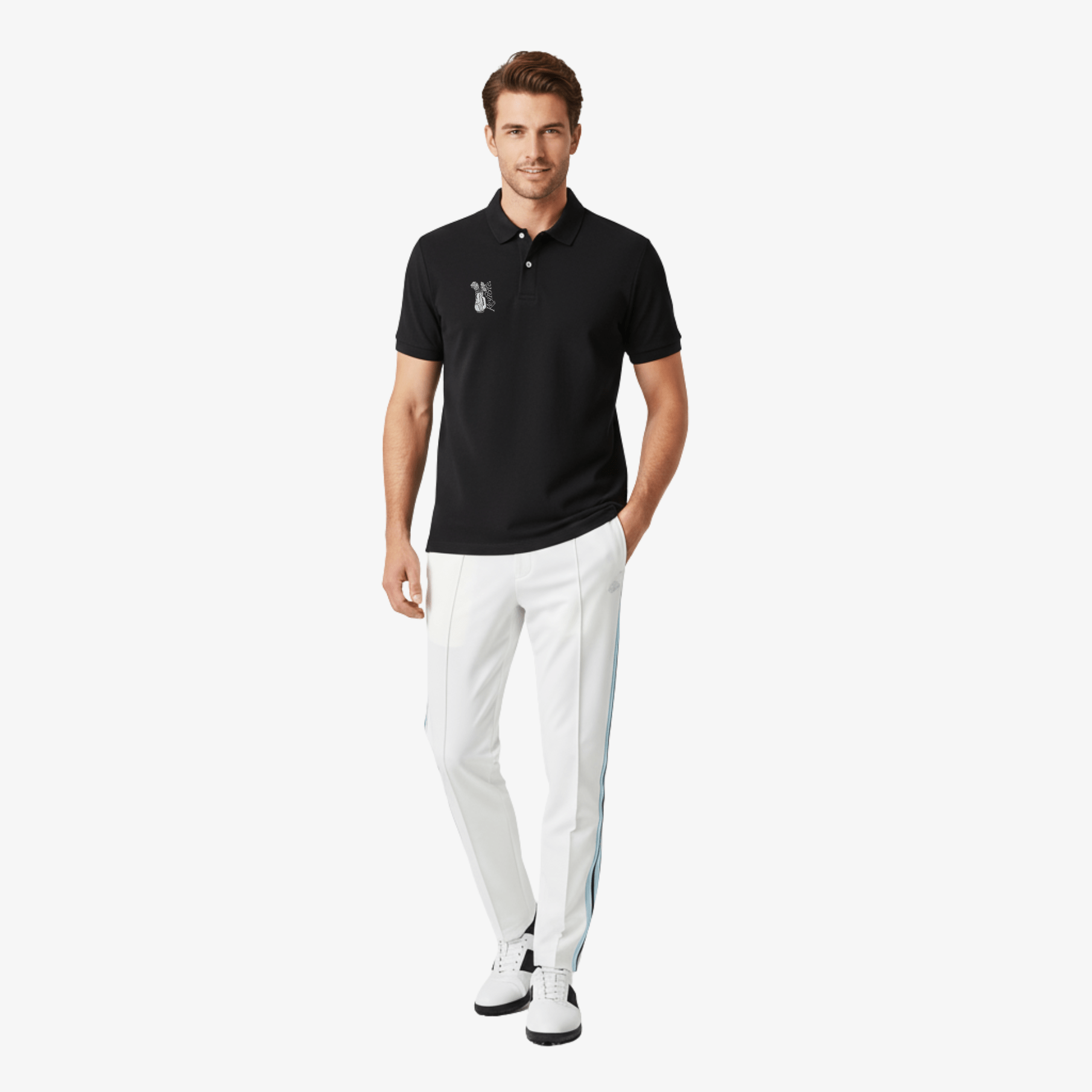 Men Polo Joggers Set - Black/White - Erthe Golf