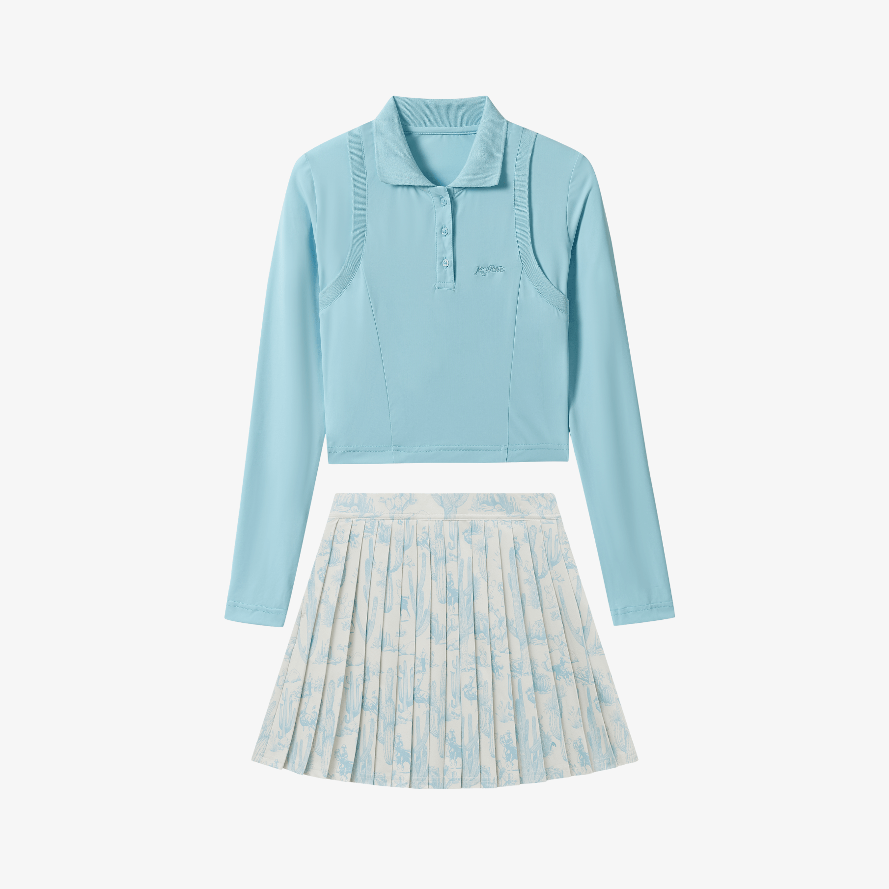 Women Polo Skirt Set - Blue/White - Erthe Golf