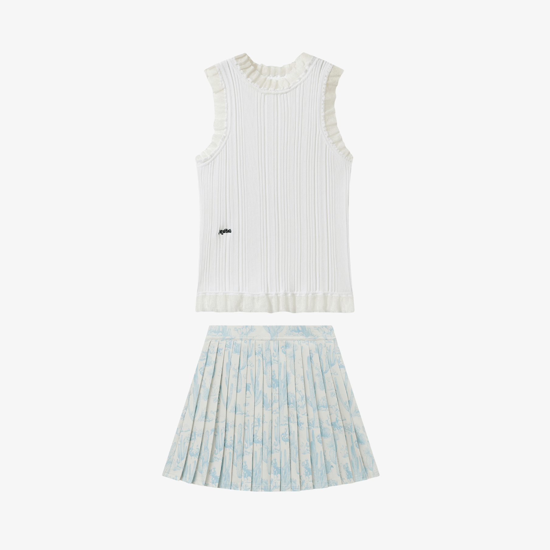 Women Knitwear Skirt Set - White - Erthe Golf