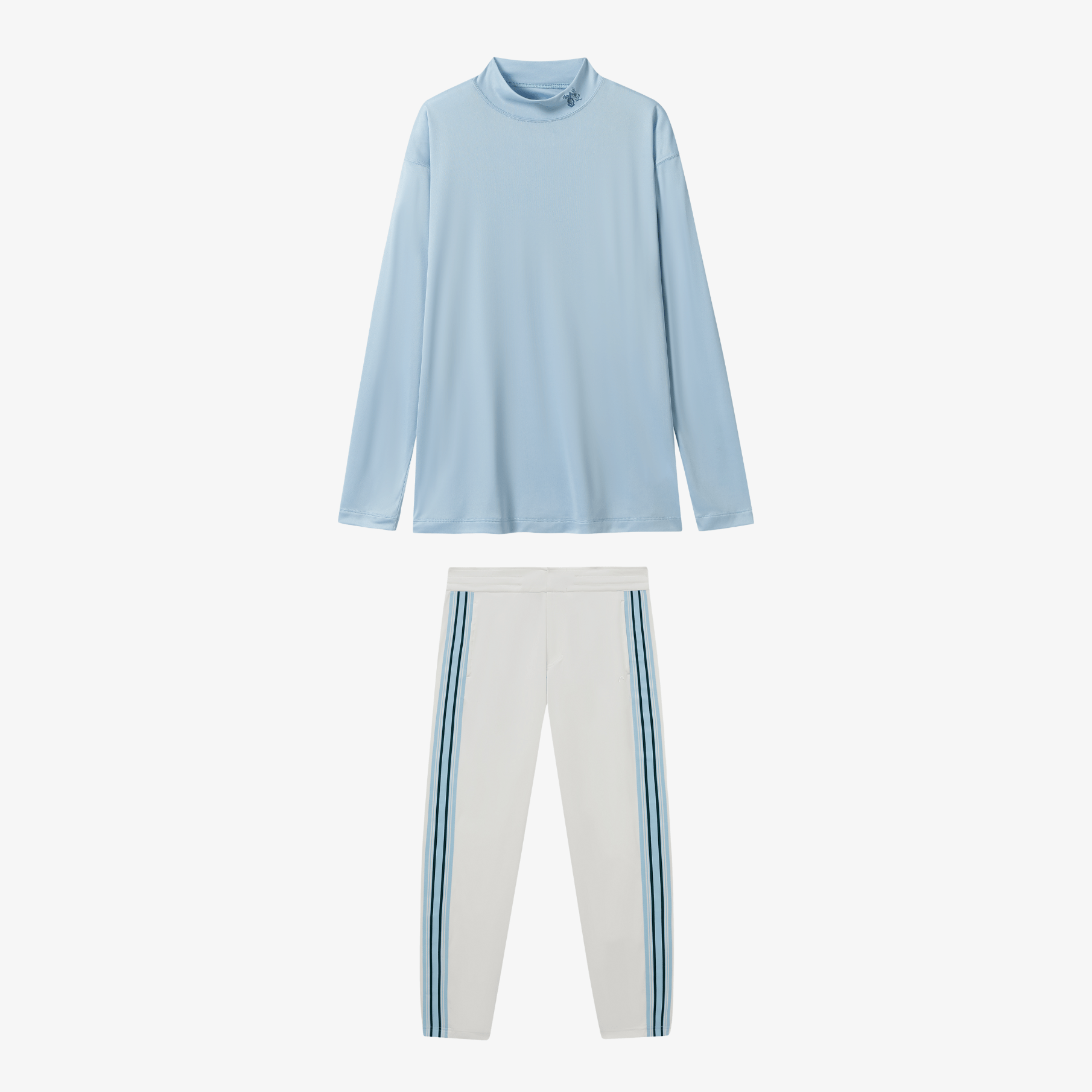 Men Shirt Joggers Set - Light Blue/White - Erthe Golf