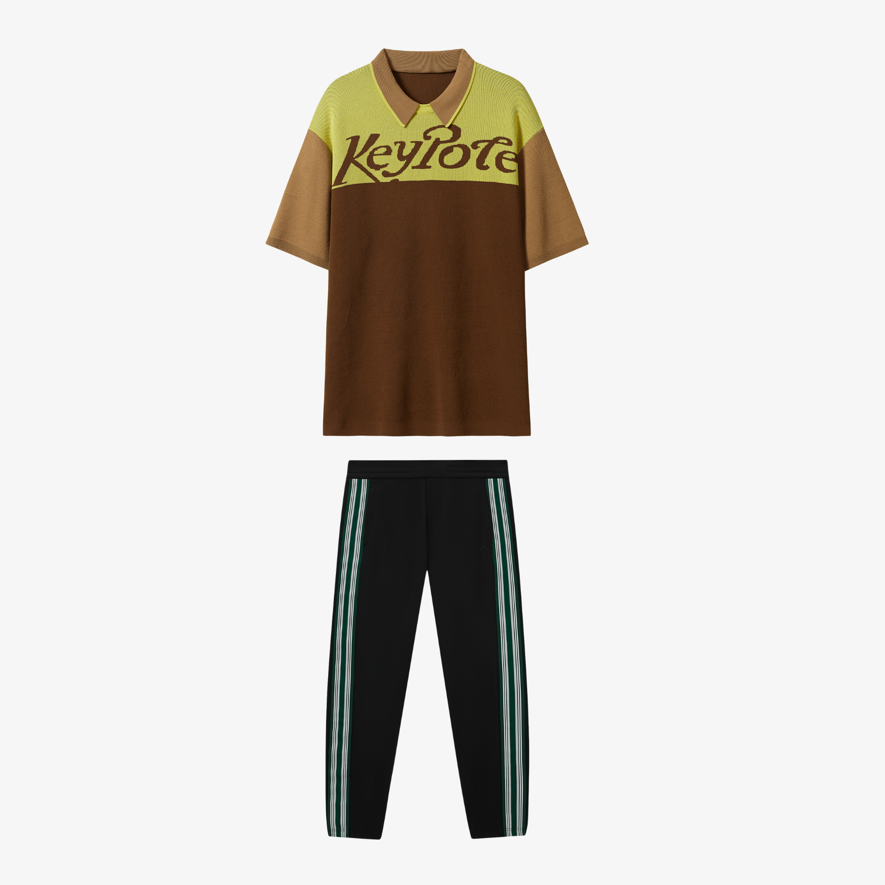 Men Logo Shirts Joggers Set - Brown/Black - Erthe Golf