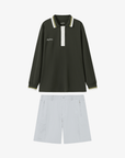 Men Polo Shorts Set - Forest Green/Grey - Erthe Golf