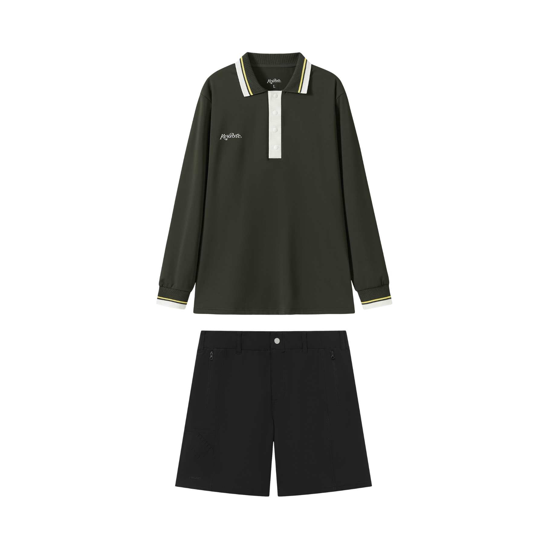 Men Polo Shorts Set - Forest Green/Black - Erthe Golf