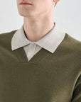 Lanvin Blanc Wool Blend Contrast Collar Top - Green