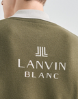 Lanvin Blanc Wool Blend Contrast Collar Top - Green