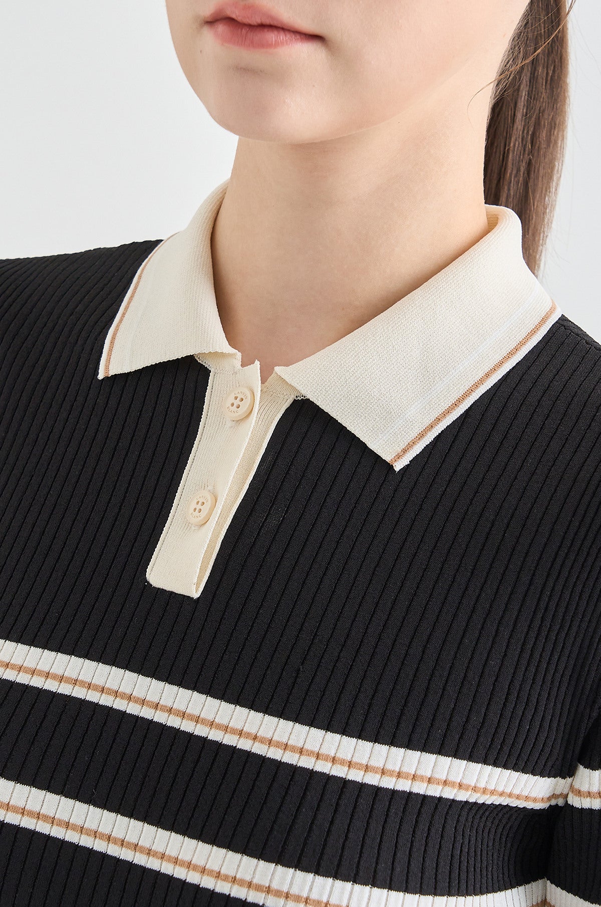 Lanvin Blanc Black Stripe Knit Top - Erthe Golf