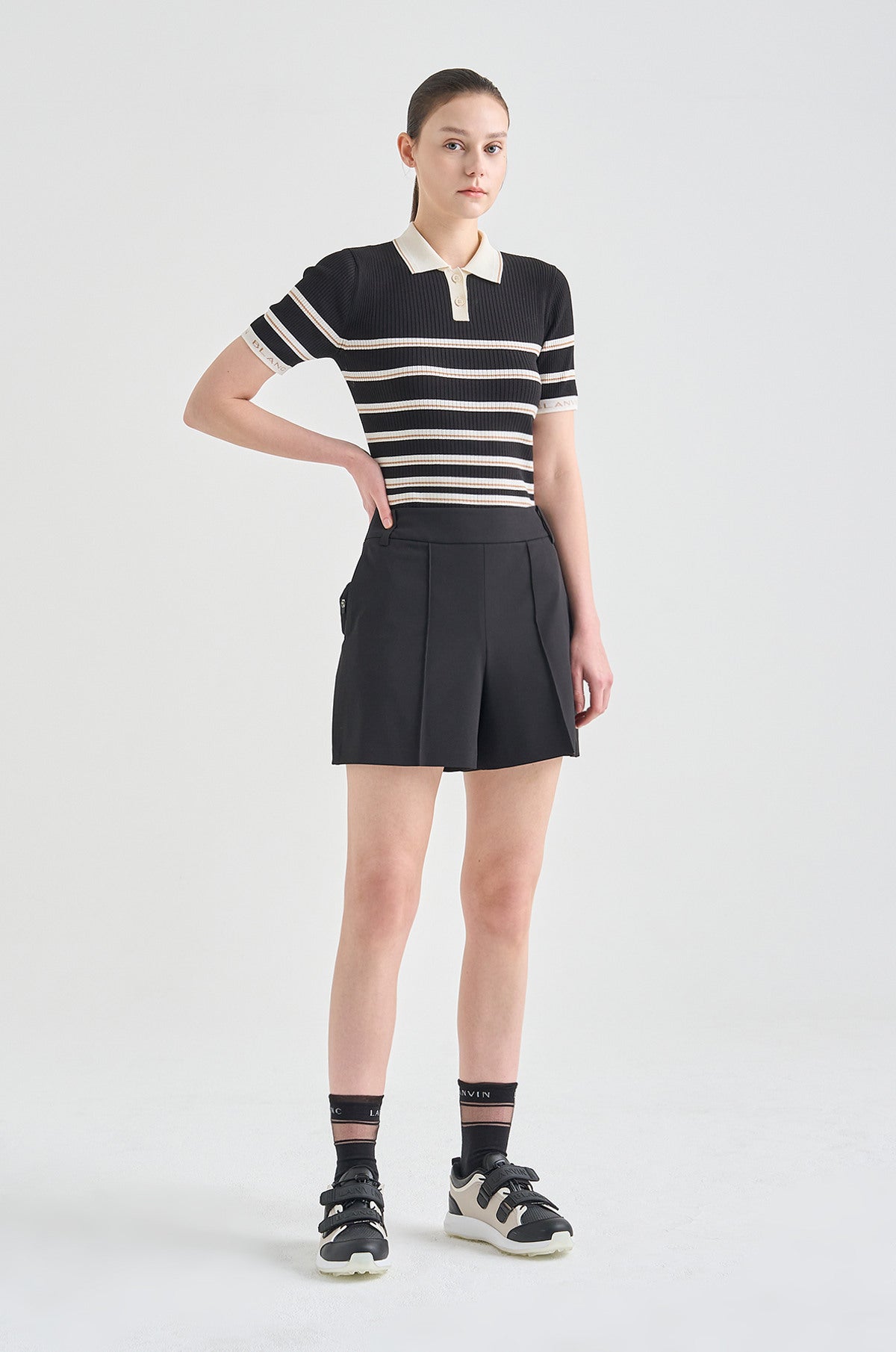 Lanvin Blanc Black Stripe Knit Top - Erthe Golf