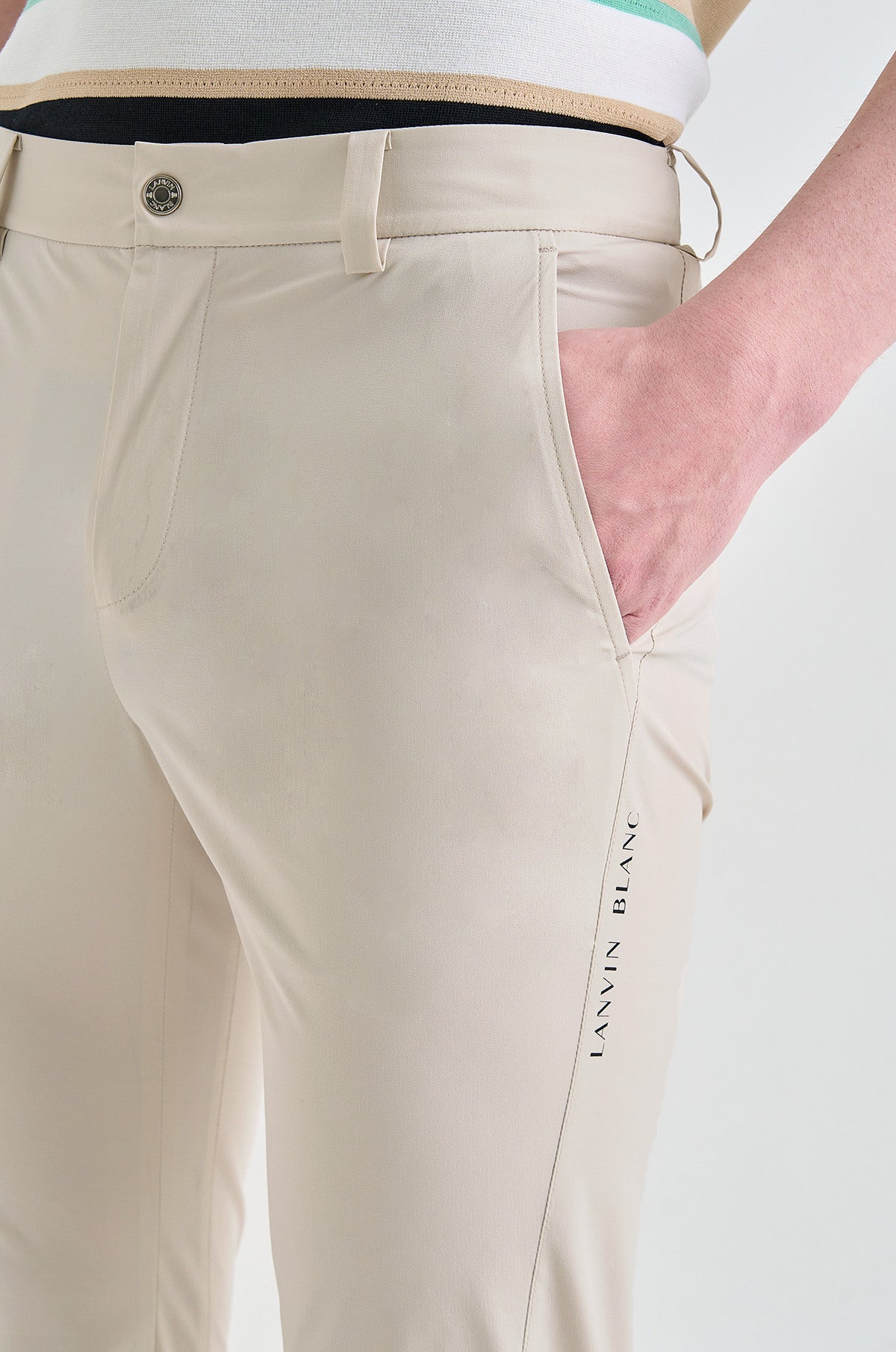 Lanvin Blanc Beige Slim Fit Pants - Erthe Golf