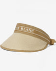 Beige visor with brown band and 'Kevin Blanc' branding on a white background