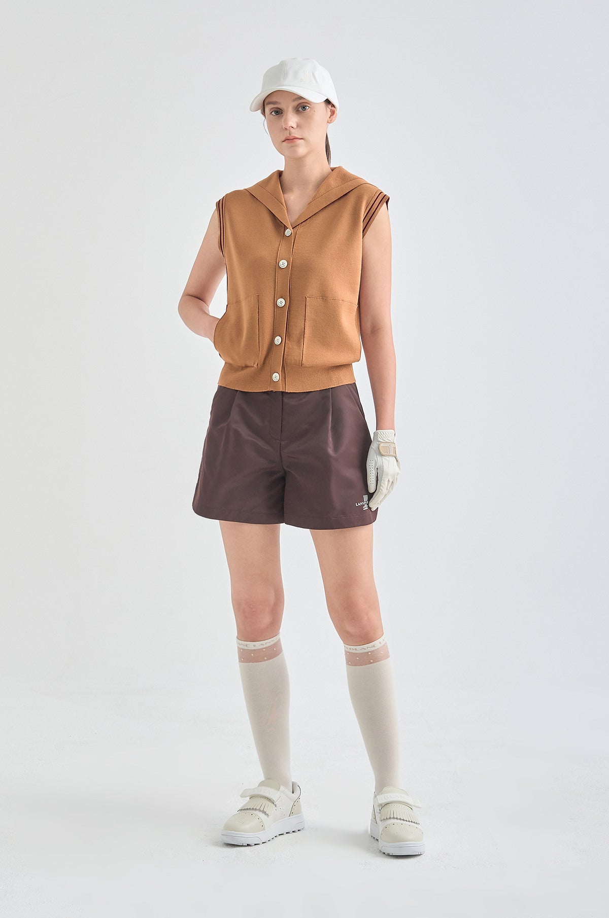 Lanvin Blanc Women&#39;s Knit Vest - Camel - Erthe Golf