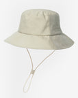 Beige bucket hat with a strap on a white background
